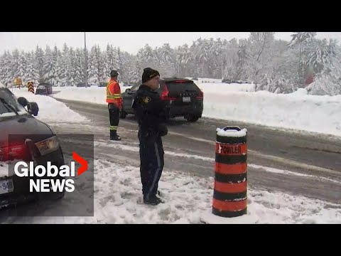 Major snowstorm shuts down Hwy 11 in Ontario