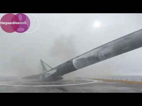 SpaceX&#039;s Falcon 9 rocket lands, then falls over and explodes