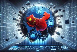 Create a high definition, realistic illustration representing the impact of international cybersecurity issues on the Chinese market. This can be depicted by a large globe focusing on China in the centre, with data streams representing international cybersecurity being intercepted with firewall symbols. The effect on the Chinese market can be symbolized by a fluctuating graph superimposed on the Chinese territory. Add digital elements such as network nodes, data packets, encryption icons, and broken chains to represent the aspects of cybersecurity. However, avoid any direct references to political figures.