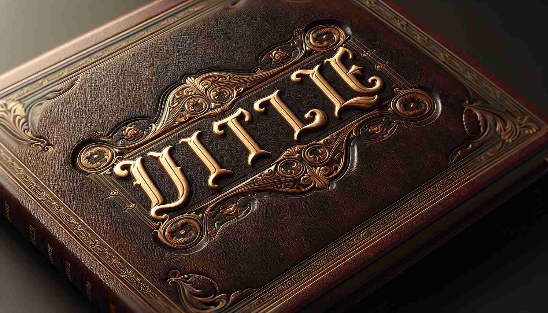 A high-definition, photorealistic image of a title. The title is ornate, styled in a grand, classic font, embossed in gold on a rich, dark leather binding. The background is a finely textured canvas that gives the impression of age and grace.