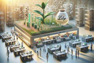 A high-definition, realistic representation of the groundbreaking investment in sustainable biotech growth by Lilly. The image should depict elements such as eco-friendly laboratory settings, advanced biotechnology equipment, and possibly a metaphorical or symbolic representation of growth, such as a sprouting plant or tree. Diverse individuals of different genders and descents can be shown working together, demonstrating the collaborative nature of the innovative project.